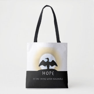 Hope is the thing with feathers tote bag