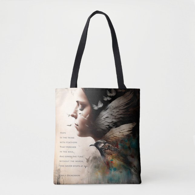 Hope is the Thing with Feathers Tote Bag (Front)