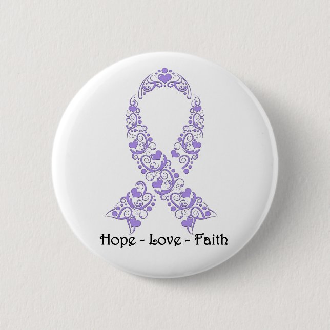 Hope Lavender Awareness Ribbon Button (Front)