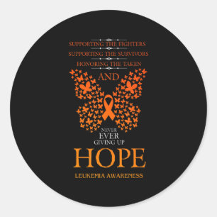 Hope Leukemia Awareness Orange Ribbon  Classic Round Sticker