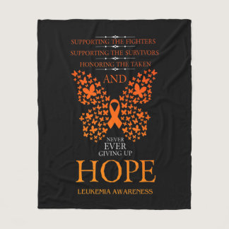 Hope Leukemia Awareness Orange Ribbon  Fleece Blanket