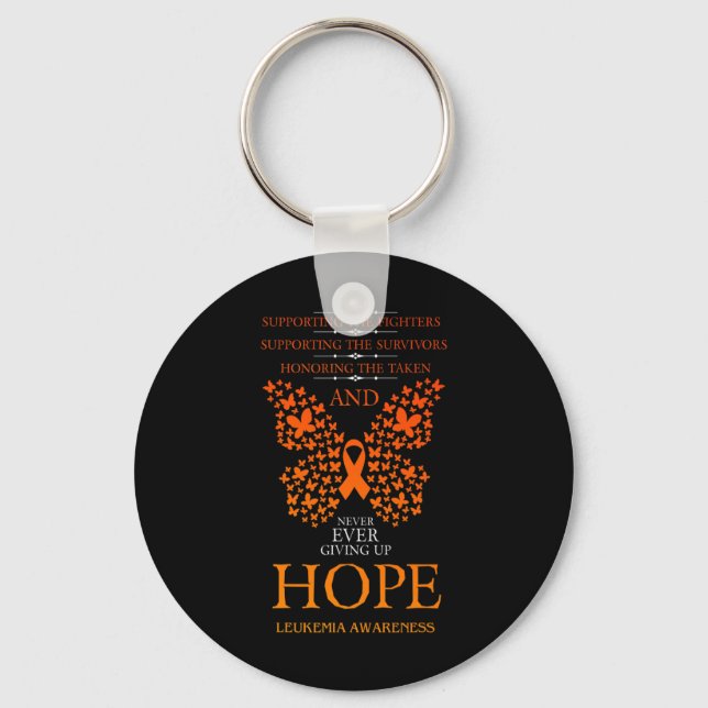 Hope Leukemia Awareness Orange Ribbon  Keychain (Front)
