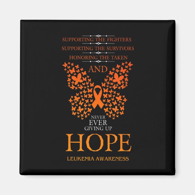 Hope Leukemia Awareness Orange Ribbon  Magnet (Front)