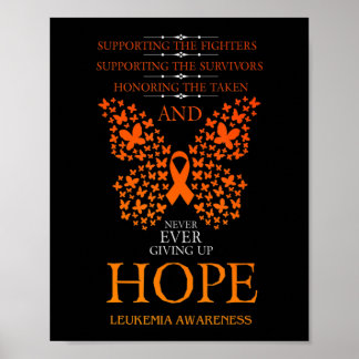 Hope Leukemia Awareness Orange Ribbon  Poster
