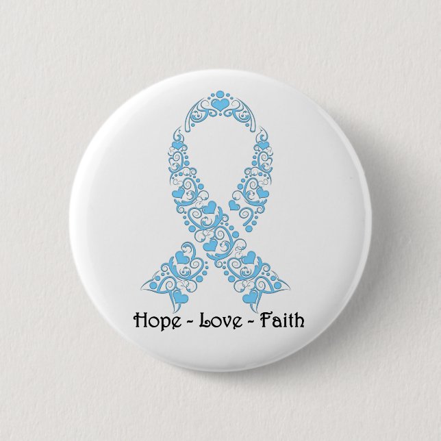 Hope Light Blue Awareness Ribbon Button (Front)