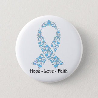 Hope Light Blue Awareness Ribbon Button
