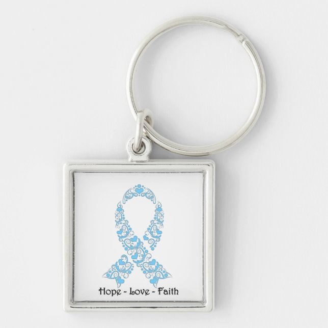 Hope Light Blue Awareness Ribbon Keychain (Front)