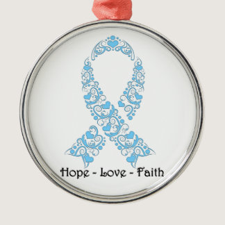 Hope Light Blue Awareness Ribbon Metal Ornament