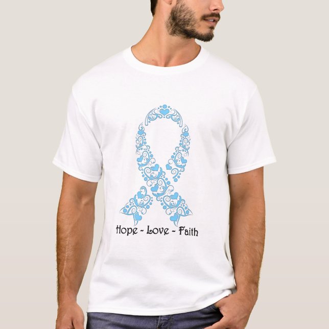 Hope Light Blue Awareness Ribbon T-Shirt (Front)