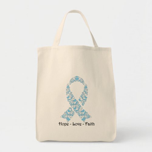 Hope Light Blue Awareness Ribbon Tote Bag