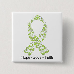 Hope Lime Green Awareness Ribbon Button