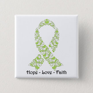 Hope Lime Green Awareness Ribbon Button
