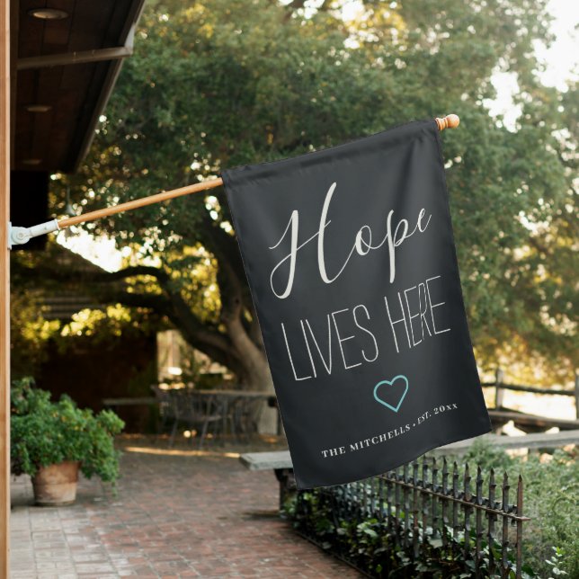 Hope Lives Here | Personalized Family Name House Flag (In SItu)
