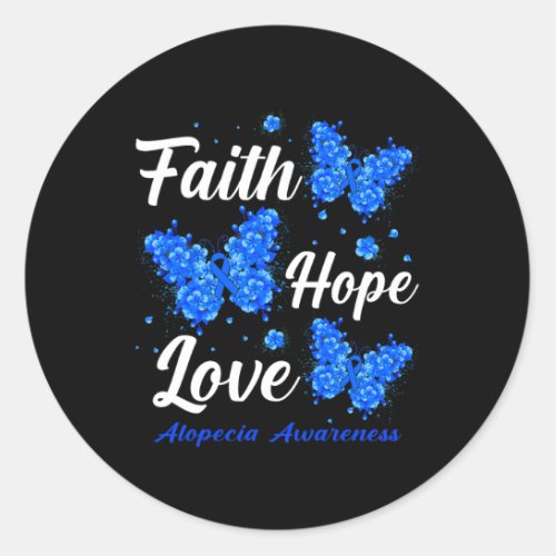 Hope Love Alopecia Awareness Butterfly  Classic Round Sticker