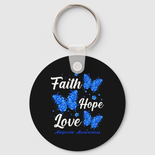 Hope Love Alopecia Awareness Butterfly  Keychain