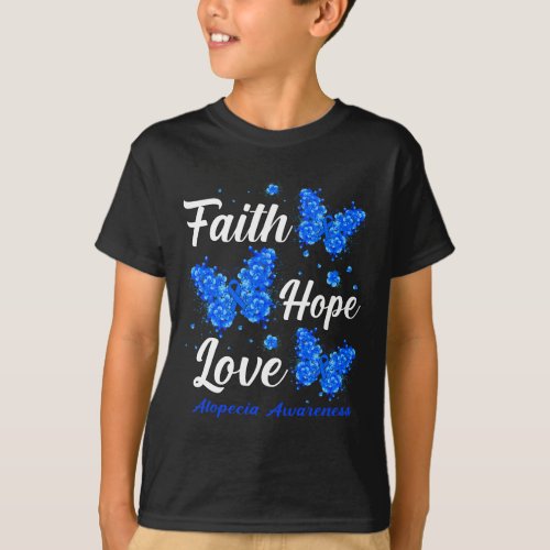 Hope Love Alopecia Awareness Butterfly  T_Shirt