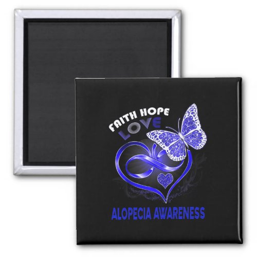 Hope Love Alopecia Awareness Heart Butterfly  Magnet