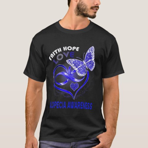 Hope Love Alopecia Awareness Heart Butterfly  T_Shirt