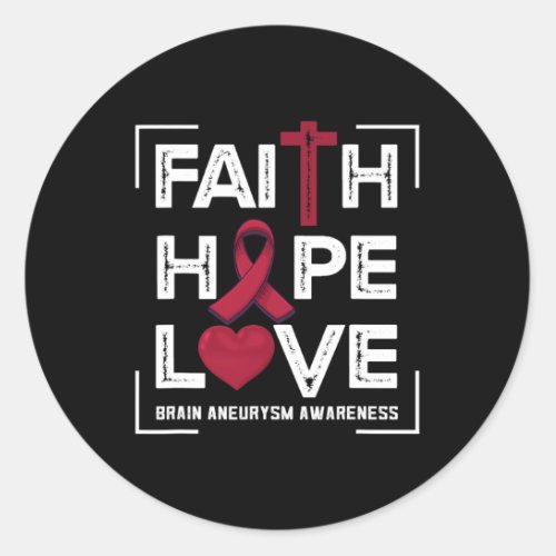 Hope Love Brain Aneurysm Awareness 1  Classic Round Sticker