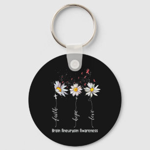 Hope Love Brain Aneurysm Awareness Flower Gifts  Keychain