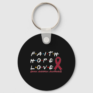 Hope Love Brain Aneurysm Awareness Keychain