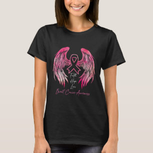 Hope Love Breast Cancer Awareness Wings On Back  T-Shirt