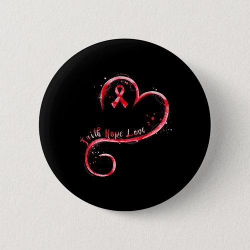 Hope Love Burgundy Ribbon Brain Aneurysm Awareness Button