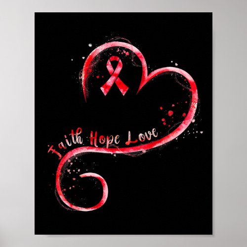 Hope Love Burgundy Ribbon Brain Aneurysm Awareness Poster