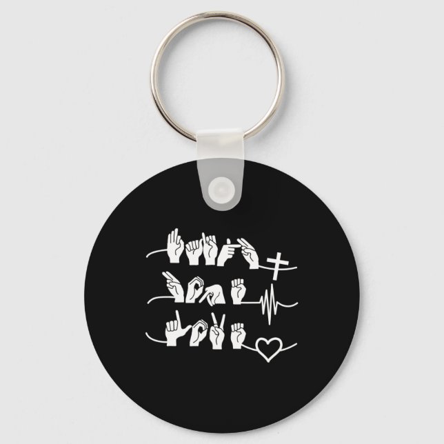 Hope Love - Christian Religion Heartbeat Cross Hea Keychain (Front)