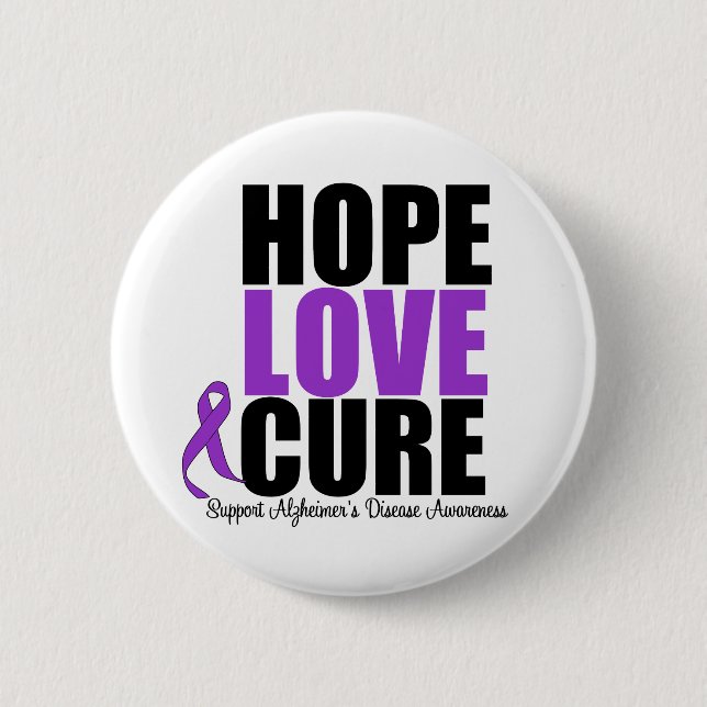 Hope Love Cure Alzheimer's Disease Pinback Button (Front)