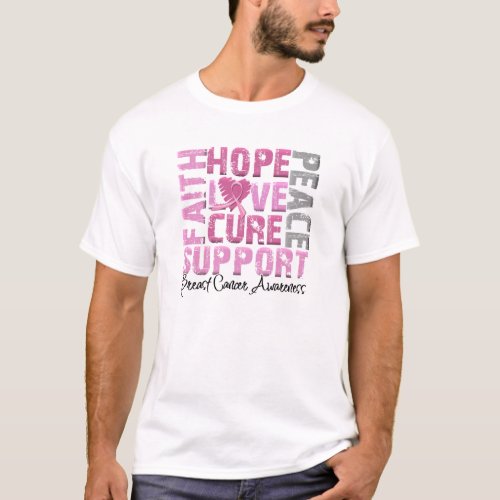 Hope Love Cure Breast Cancer Awareness T_Shirt