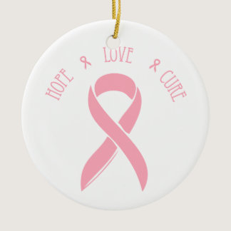 HOPE LOVE CURE - Breast Cancer Ornament