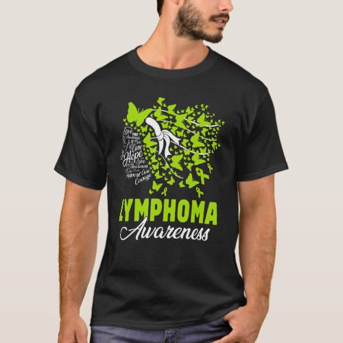 Hope Love Cure Butterflies Lymphoma Awareness Mont T_Shirt