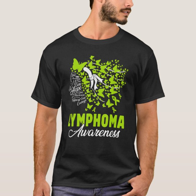 Hope Love Cure Butterflies Lymphoma Awareness Mont T-Shirt (Front)