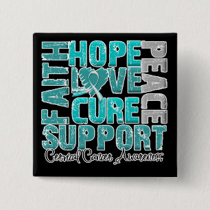 Hope Love Cure Cervical Cancer Awareness Pinback Button