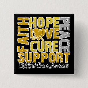 Hope Love Cure Childhood Cancer Awareness Pinback Button