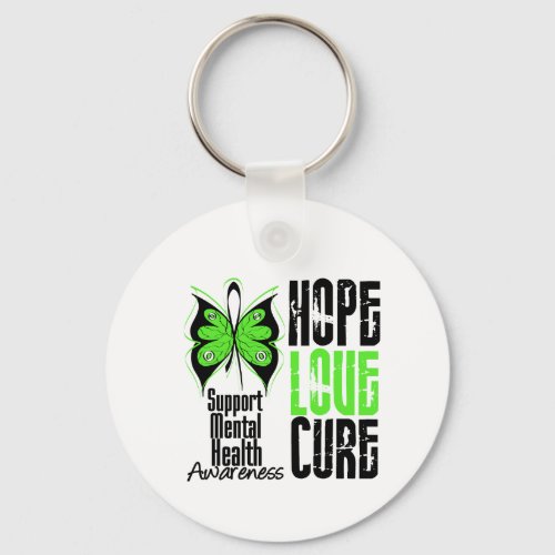 Hope Love Cure Grunge _ Mental Health Awareness Keychain