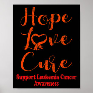 Hope Love Cure Leukemia Awareness Happy Ribbon Gra Poster