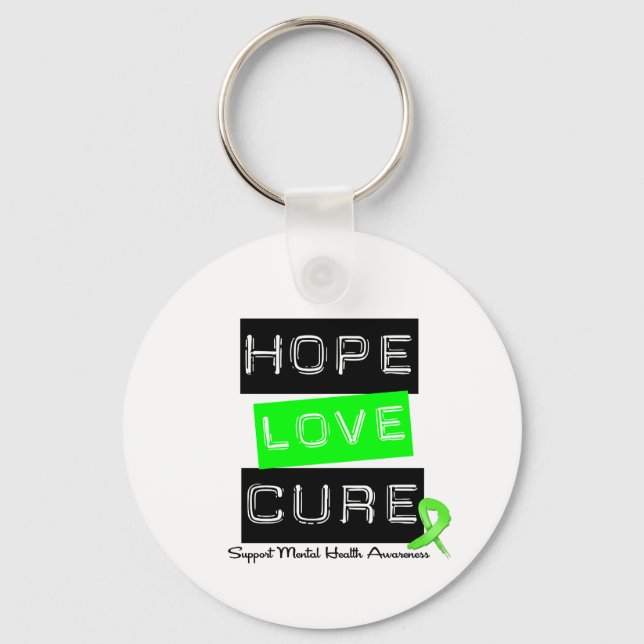 Hope Love Cure - Mental Health Awareness Keychain (Front)