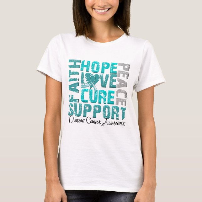 Hope Love Cure Ovarian Cancer Awareness T-Shirt (Front)