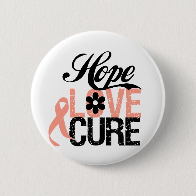 HOPE LOVE CURE Uterine Cancer Gifts Pinback Button (Front)