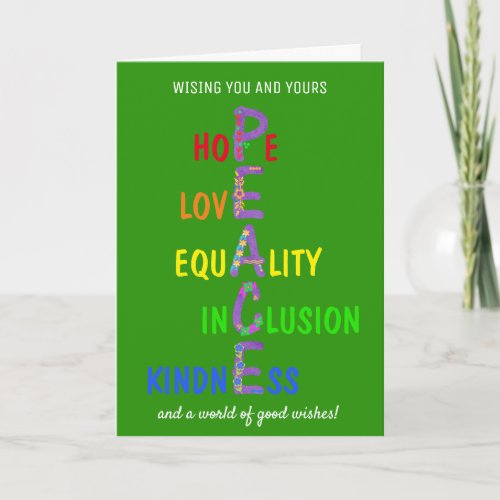 Hope Love Equality Inclusion Kindness Peace  Card
