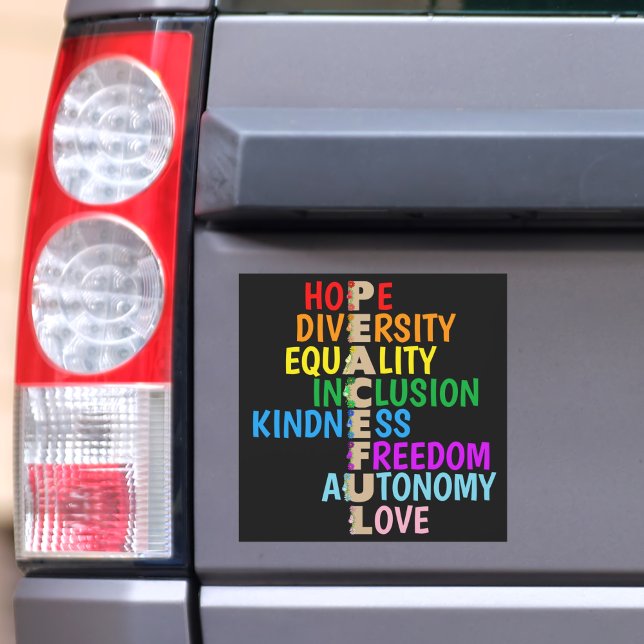 Hope Love Equality Kindness Progress Rainbow Yard Car Magnet (Creator Uploaded)