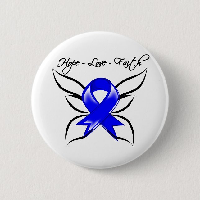 Hope Love Faith Butterfly - Ankylosing Spondylitis Button (Front)