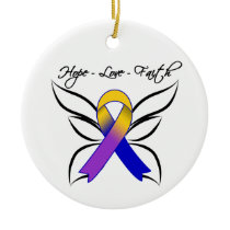 Hope Love Faith Butterfly - Bladder Cancer Ceramic Ornament
