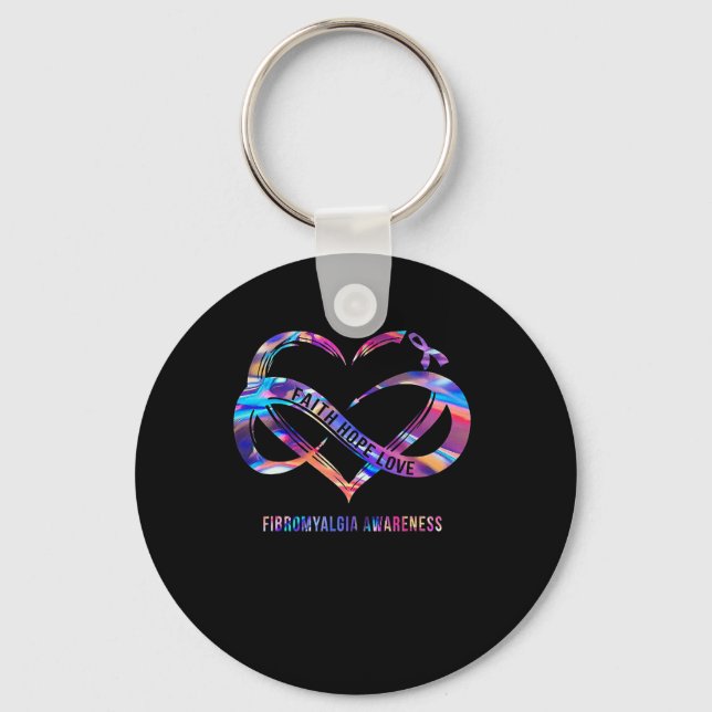 Hope Love Fibromyalgia Awareness 2  Keychain (Front)