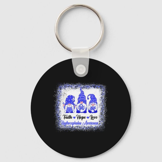 Hope Love Gnomes Hydrocephalus Awareness Leopard  Keychain (Front)