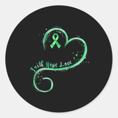 Hope Love Green Ribbon Kidney Disease Awareness  Classic Round Sticker