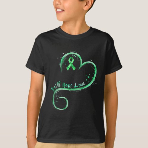 Hope Love Green Ribbon Kidney Disease Awareness  T_Shirt