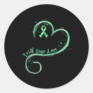 Hope Love Green Ribbon Mental Health Awareness Classic Round Sticker